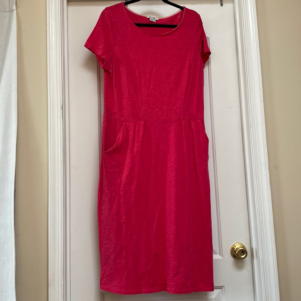 Pink Boden shift dress with pockets, size 12L